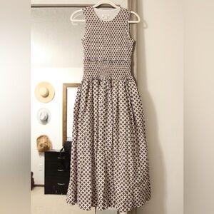 On 34Th | Smocked Geo Print Midi Dress XS Cotton Pockets Cottagecore Macy's